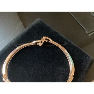2745 NWOT Rose Gold Bracelet Bangle With Pink Beads and Cubic Zirconia Crystals